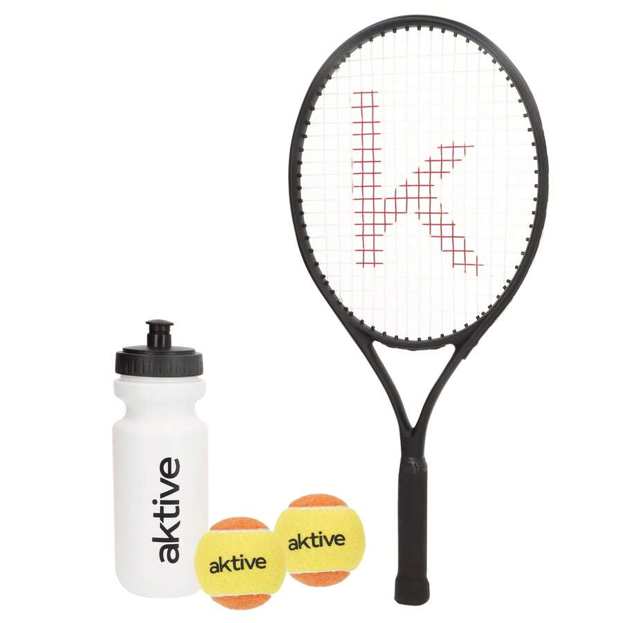 Aktive Kit de démarrage de raquette de tennis avec balles, bouteille et sac de raquette (210 gr) ✅ Livraison sous 24/48 heures en Espagne (continent) - Noir - Voir 1
