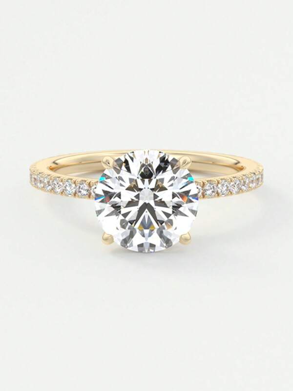 XUJIA 1 pièce Bague de fiançailles pour femmes, bague en moissanite ronde de 2 carats, bague de mariage en argent sterling 925 classique, moissanite de 8 mm avec cubic zirconia cubique caché. Cadeau de bijoux pour elle avec certificat GRA.