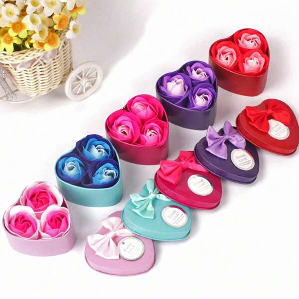 Artificial Rose Soap Flower In Iron Box, Rose Scented Soaps Flower For Decoration Gift For Wedding, Birthday,Mother's Day, Valentine's Day, Graduation,Company Activities Gifts