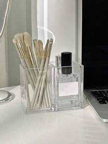 Adjustable Clear Acrylic Makeup Brush Holder With Compartments – Expandable Cosmetic Organizer For Vanity, Countertop Storage Box With Multiple Slots, Ideal Birthday Or Valentine'S Gift, Makeup Brushes