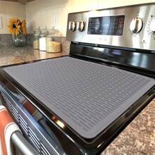 1pc Silicone Stovetop Cover, Suitable For Electric And Glass Stoves - Heat Resistant Non-Slip Surface, Easy To Clean, Scratch-Resistant - Black Kitchen Stove Protector Mat, Fashionable Design, Durable Kitchenware - Multicolor - View 3
