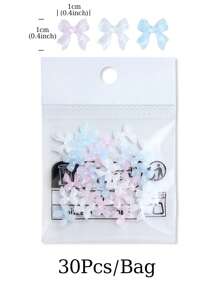 30 pezzi Decorazioni 3D Graziose fiocchi in nastro colorati misti trasparenti e color ghiaccio per unghie, accessori per decorazioni nail art fai-da-te, dimensione 10mm