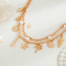 1 pièce Chaîne de taille avec pendentif étoile de mer et coquillage, chaîne de corps sexy, décoration de taille, style vacances d'été