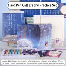 1 Set de Kit de práctica de caligrafía, incluye bolígrafos de punta fina, bolígrafos de colores, bolígrafos de dibujo para caligrafía, pintura, diario, vuelta al colegio, útiles escolares