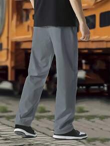 New Spring And Autumn Men's Loose Plus Size Casual Trousers, Fashionable And Casual Plus Size Sports Pants With Multiple Functions, Suitable For Outdoor Daily Wear For Shopping And, The Largest Size Can Wear Up To 300 Pounds. - Dark Grey - View 4