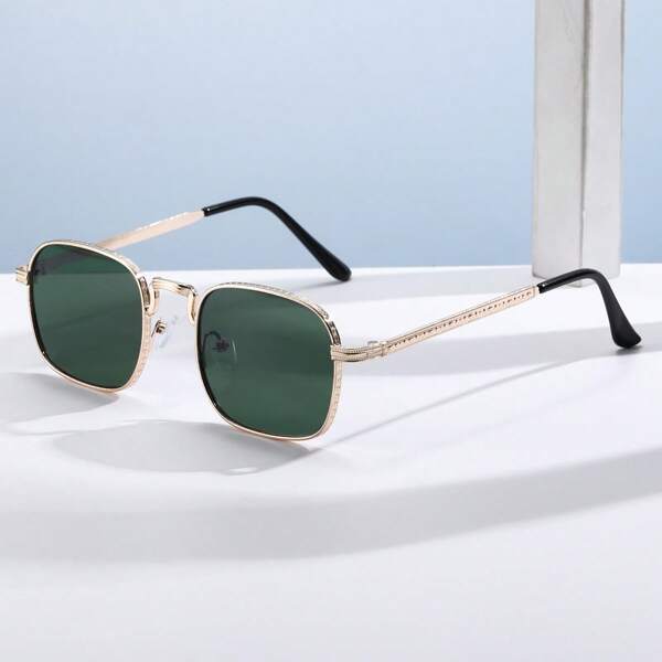 1pc Vintage Metal Square Frame Fashion Glasses , Personalized Street Style Versatile