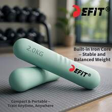 DEFIT 硅胶涂层哑铃加重重力杆,男女适用,家用健身器材,力量训练 - 彩色 - 查看 5