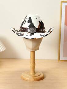 1 pièce Chapeau de cowboy unisexe décoré de taureau, motif de vache, style western, convenant pour les voyages, les sorties décontractées, les soirées de cowboy dans les bars, les fêtes à thème western et l'usage quotidien