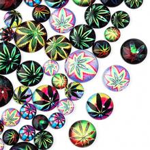 10 件/包枫叶圆形玻璃凸圆形宝石，多种尺寸可选，时尚秋叶手工 DIY 玻璃凸圆形贴花，适用于项链戒指手链珠宝制作装饰材料