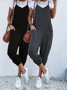 Pantalones bombachos sueltos y versátiles de uso casual - Gris - Ver 1