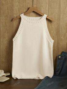 Women's Fashionable, Elegant, Minimalist Solid White Fabric Camisole, Suitable For Summer Daily Wear
