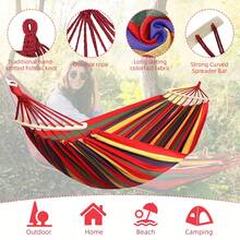 Comfortable Double Canvas Hammock, Fabric Camping Hammock 250x150CM, Portable Lightweight Hammock With Travel Bag Perfect For Camping Outdoor/Indoor Patio Backyard (Red)