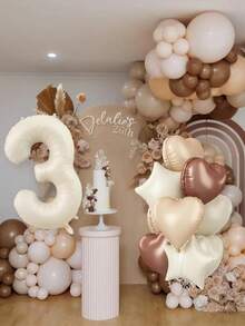 40英寸巨型数字气球，粉色铝箔气球套装，0-9，包含心形和星形气球，适合0-9岁生日派对、新娘送礼会、周年纪念日、男女通用派对装饰 - 彩色 - 查看 5