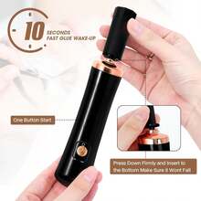 电动化妆刷清洁器和睫毛胶搅拌器,适用于指甲油和液体化妆品的多功能振动机,包括 2 个连接器和 6 个硅胶模具附件,适用于 MUA、睫毛技师和美甲师的专业美容工具 - 黑色 - 查看 4