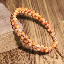 1 pezzo Braccialetto da donna in stile bohémien retrò, fatto a mano, con perline, a doppio strato, con cristalli curativi, adatto per yoga e meditazione