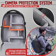 NEWHEY Mochila para cámara, bolso para cámara para DSLR/SLR/Mirrorless, para portátil de 14/15.6 pulgadas, mochila para fotógrafos con anti-robo, con cubierta para la lluvia y soporte para trípode - Multicolor - Ver 4