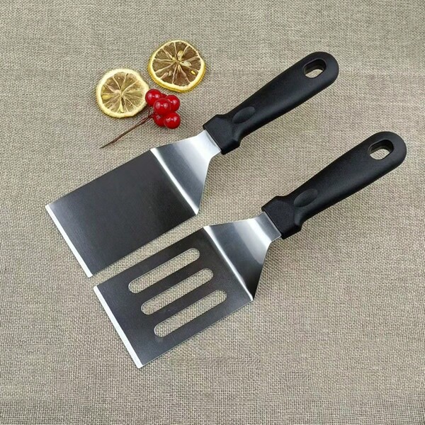 2pcs Stainless Steel Spatula Set, For Hibachi, Pizza, Pan-Fried