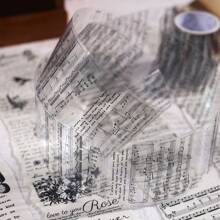 Vintage Transparent PET Tapes Stickers Embelishment Stickers DIY Scrapbooking Planners Decor Junk Journal Collage Tapes Stickers, School Supplies,Back To School