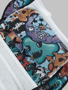 Women's New Halloween Skeleton Corset Bustier, Fishbone Jacquard Padded Shaping Crop Top, Sexy Fashion Waist Trainer - Blue - View 5