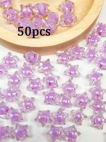 50pcs/Pack 11mm Acrylic Multicolor Star Beads For DIY Jewelry Making, Suitable For Bracelets, Necklaces, Garlands, Kids Crafts And Other DIY Projects - 11mm Inner Color Five-pointed Star - View 2