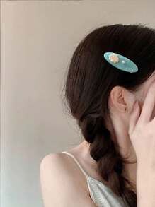 2pcs Women's Seawater Blue Shell & Starfish Acrylic Hair Clips, High-End Wavy Bangs And Messy Hair Clips ,Hair Accessory, Claw Clips, Clips For Hair, Hair Slide, Hair Claws