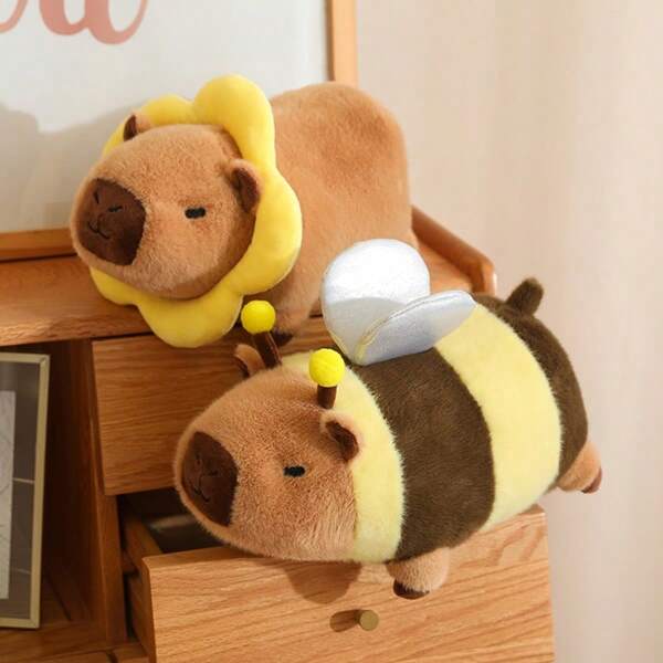 20cm/7.87'' Hamburger Shaped Capybara Plush Toy - Soft Bee Flower Lion Cute Stuffed Animal Kids Toy - Unique Gift For Birthday, Thanksgiving And Christmas/Halloween Celebrations, Home Decor, Holiday Gift, Capybara Soft Kids Toy, Large Capybara/Halloween Plush Toy