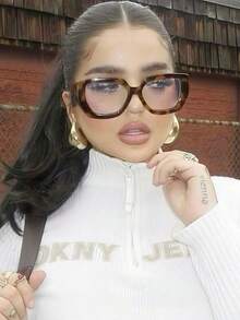 1 PC Square Plastic Frame Fashion Clear Lens Glasses, Unisex Classic Style, Suitable For Daily Life, Office Reading, TV Watching, Gaming, Mobile Phone Decoration - Black - View 7