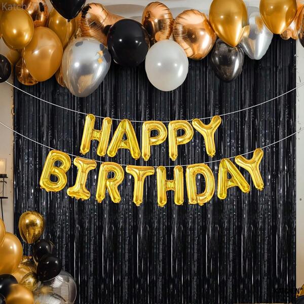 2/5pcs Black Streamers - 3.2x6ft, Birthday Decoration, Bachelorette Party Decoration | Graduation Ceremony Tassel Background, Suitable For Halloween, New Year Holiday Celebration Party Decoration