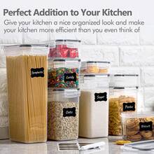 24/10/7 Piezas Hermético con Frascos Grandes Contenedores de Almacenamiento de Alimentos, Organizador y Almacenamiento de Despensa de Cocina, Frascos de Plástico de Grado Alimenticio para Cereales, Harina, Azúcar, Pasta, Alimentos Secos para Cocina, Casillero y Refrigerador, Incluye Etiquetas y Marcadores