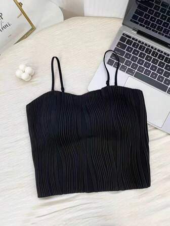 1 st svart vågig dambehå med linne, sömlös rygglös bh med vadderat foder, lämplig för lager-på-lager, träning