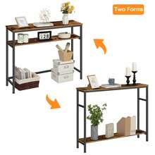 HOOBRO Console Table For Hallway Slim, 100 CM Hallway Table With Adjustable Shelf, Slim Sofa Table With Storage, For Living Room, Office, Industrial, Sturdy, Rustic Brown - Brown - View 5