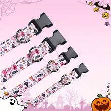 Polyester Material Dog Collar With Halloween Theme Pumpkin Skeleton And Various Theme Patterns, Suitable For Men And Women Cats, Small, Medium And Large Dogs. Pet Collar - Baby Pink - View 4