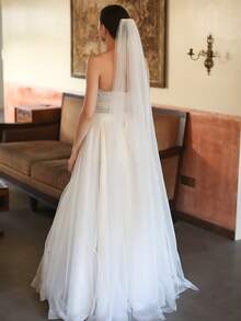 Bride Wedding Veil Bridal Tulle Hair Accessories With Comb And Cute Edge Fall Clothes For Women