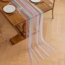 1pc Rainbow Gradient Tulle Fabric Roll - 1/2/3 Meters, Pastel Ombre Design For Birthday Party Backdrops, Table Decorations, Gift Wrapping & DIY Crafts, Machine Washable, Birthday Party Decorations, Soft Texture - Rainbow - View 11