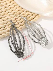 1 件时尚深色哥特式骷髅手扭香蕉夹发夹发饰女士爪夹、发夹、发夹、发夹、发夹、学校用品 - 彩色 - 查看 5