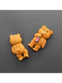 1/2 件树脂熊冰箱贴，可爱装饰冰箱贴，适用于办公室、厨房、白板、储物柜、洗碗机、家居装饰，可作为送给朋友和家人的礼物