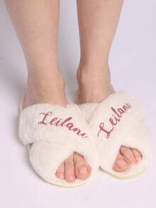 Personalized Bridal Slippers Bridesmaid Gifts Bridal Shower Wedding Bridesmaid Bridal Shower Bachelorette Gifts - White - View 3