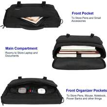 Portafolio para Hombre 15.6 Pulgadas, Maletín de Negocios Impermeable con Múltiples Bolsillos, Bandolera Ajustable, Compatible con Laptop y Tablet, Negro - 1 - Ver 2