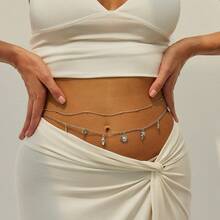 1 pièce Chaîne de taille avec pendentif étoile de mer et coquillage, chaîne de corps sexy, décoration de taille, style vacances d'été