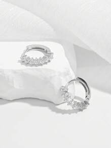 1 par de aretes geométricos elegantes de plata 925 con circonita cúbica, excelentes para mujer, boda, citas, accesorios de fiesta y regalo