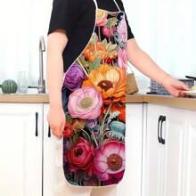 1 Stück kreativer Schürze mit Blumenprint, zeigt einzigartige Mode. Verbindet Kochen und Partyspaß mit Personalisierung. Arbeitsschürze, Partyschürze, Kochschürze, geeignet für Küche, Outdoor, Restaurant, Party, unisex