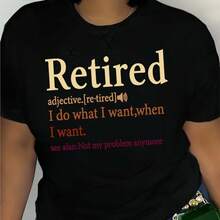Refreshing Summer Retired Letter Printed Round Neck T-Shirtspringsummer Casual Short Sleeved T-Shirtwomen's Clothing - 黑色 - 查看 1