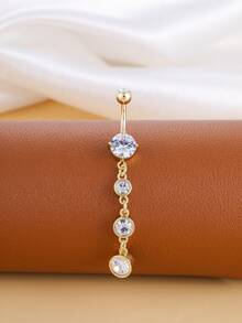 6pcs Medical Grade Stainless Steel Gold Butterfly Chain Belly Button Rings, Classic Pendant Piercing Jewelry Gift, Daily Wear - Yellow Gold - View 6