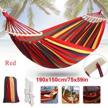Comfortable Double Canvas Hammock, Fabric Camping Hammock 250x150CM, Portable Lightweight Hammock With Travel Bag Perfect For Camping Outdoor/Indoor Patio Backyard (Red)