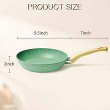 Nonstick 9.5 Inch Skillet, Aluminum, , PTFE & PFOA Free, Suitable For All Stovetops, Easy To Clean, Multipurpose - Army Green - View 2