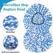 Spin Mop Handle,Mop Heads Replacements,Scrubber Mop Head And Mop Base Compatible With O-Cedar RinseClean 2-Tank Spin Mop System,Mop Handle And Head Replacement Combo Set For Wet Dry Use Floor Cleaning - 彩色 - 查看 7