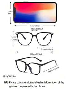 2pcs Men's Geometric Plastic Nail Embedded Glasses, Minimalist Style Transparent, Suitable For Daily Life,Office, Decoration, Glasses Accessories - 透明防藍光 - 查看 11