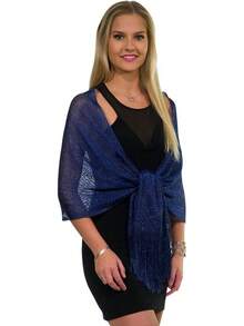 Evening Shawls And Wraps, Metallic Glitter Women's Shawls, Sparkling Wedding Shawl - Xanh nước biển1 - Xem 5