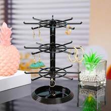 2 件旋转珠宝展示架 - 2 层 360° 旋转珠宝收纳架，用于项链、手镯、耳环和戒指 - 节省空间的钥匙扣架和塑料珠宝架，适用于柜台和梳妆台，适合女士收纳整理器旅行必需品，返校宿舍收纳秋季装饰 - 彩色 - 查看 1