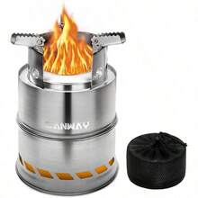 Canway Camping Stove Wood Stove Backpacking Stove Portable Stainless Steel Wood Burning Stove Nylon Carry Bag Outdoor Backpacking Hiking Traveling Picnic BBQ - como en la foto - Ver 1